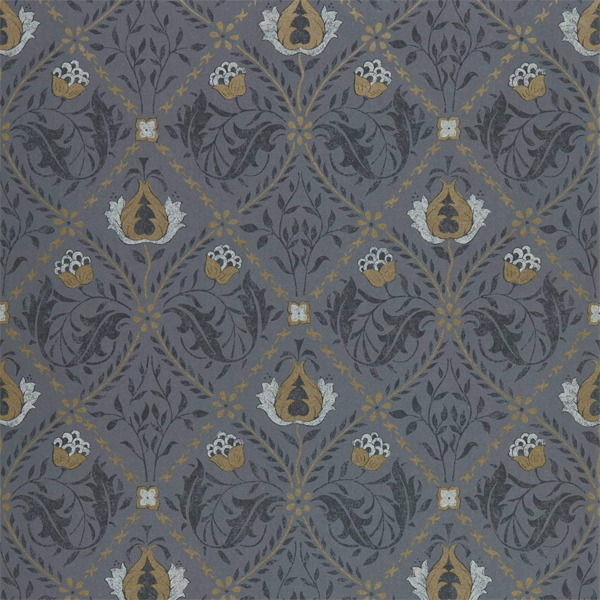 Morris & Co Pure Trellis Black Ink Wallpaper