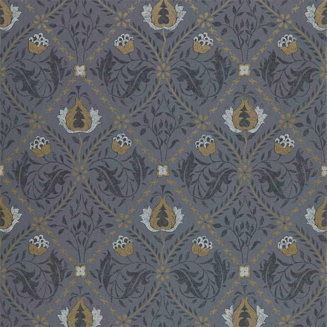 Morris & Co Pure Trellis Black Ink Wallpaper