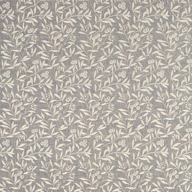 Morris & Co Pure Arbutus Embroidery Inky Grey Fabric