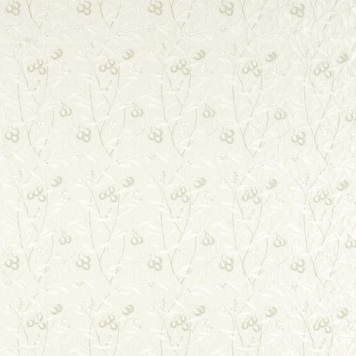 Morris & Co Pure Arbutus Embroidery White Clover Fabric