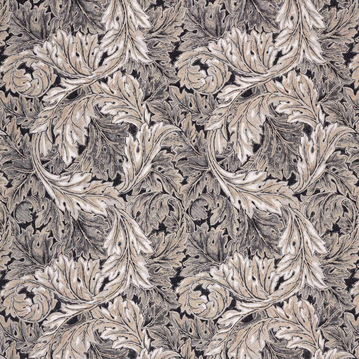 Morris & Co Pure Acanthus Weave Black Ink Fabric