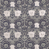 Morris & Co Pure Honeysuckle & Tulip Embroidery Inky Purple Fabric