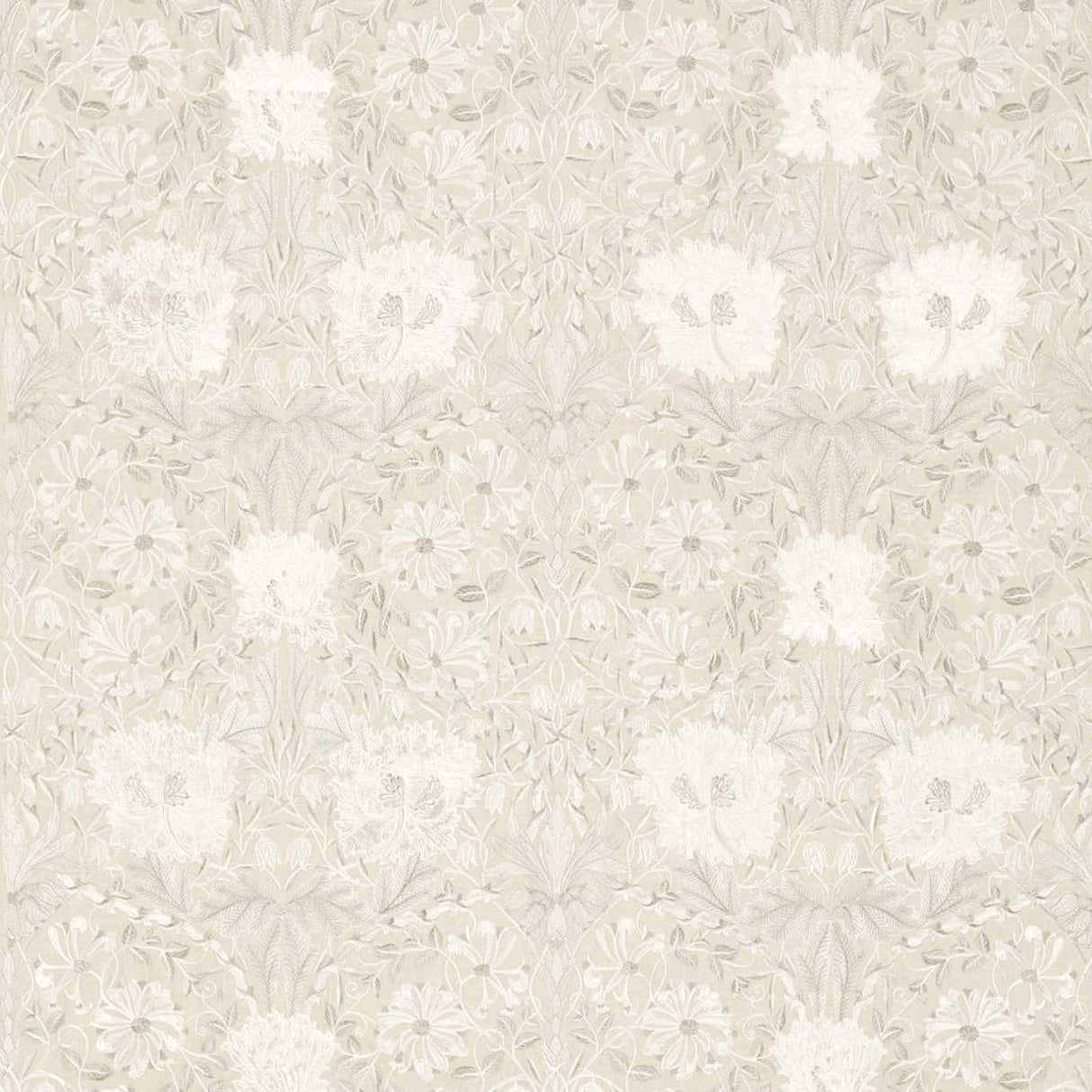 Morris & Co Pure Honeysuckle & Tulip Embroidery Linen Fabric
