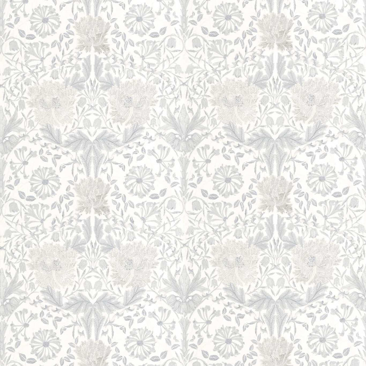 Morris & Co Pure Honeysuckle & Tulip Embroidery Lightish Grey Fabric