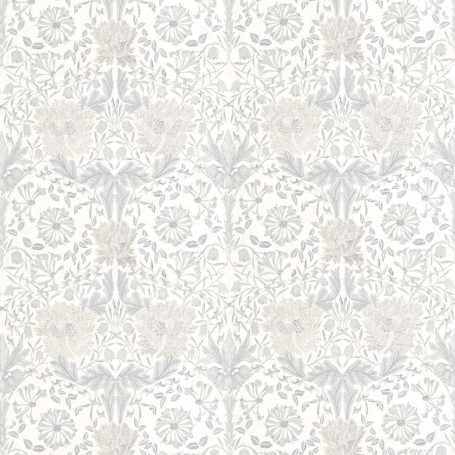 Morris & Co Pure Honeysuckle & Tulip Embroidery Lightish Grey Fabric