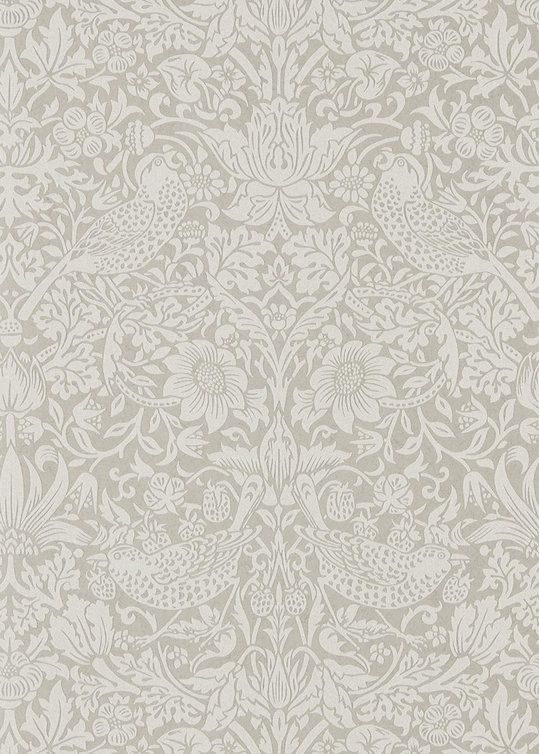 Morris & co Pure Strawberry Thief Silver/Stone Wallpaper