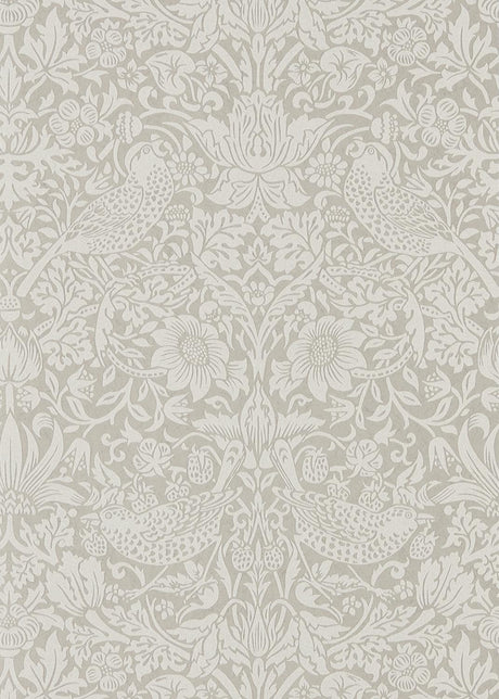 Morris & co Pure Strawberry Thief Silver/Stone Wallpaper