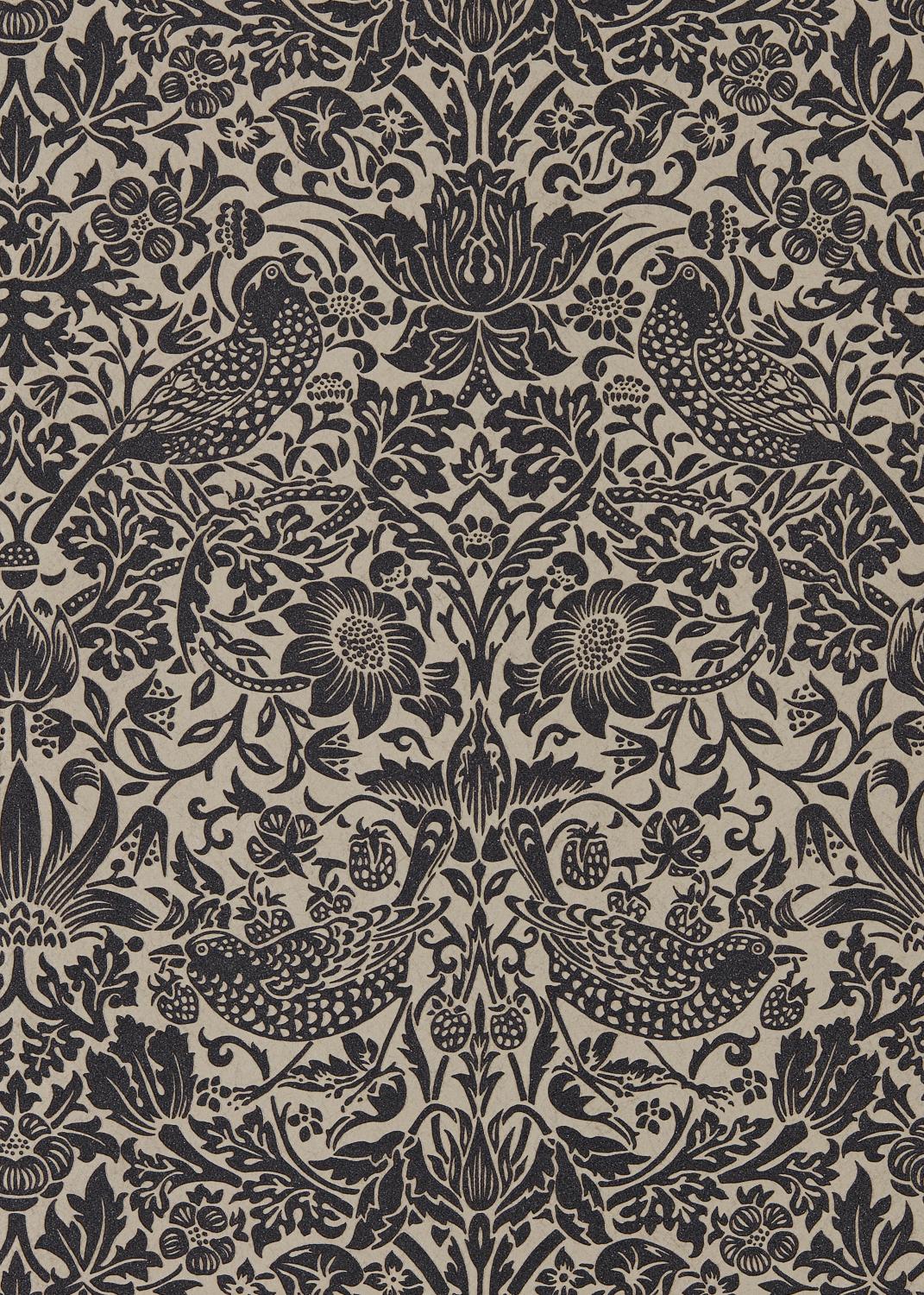 Morris & co Pure Strawberry Thief Gilver/Graphite Wallpaper