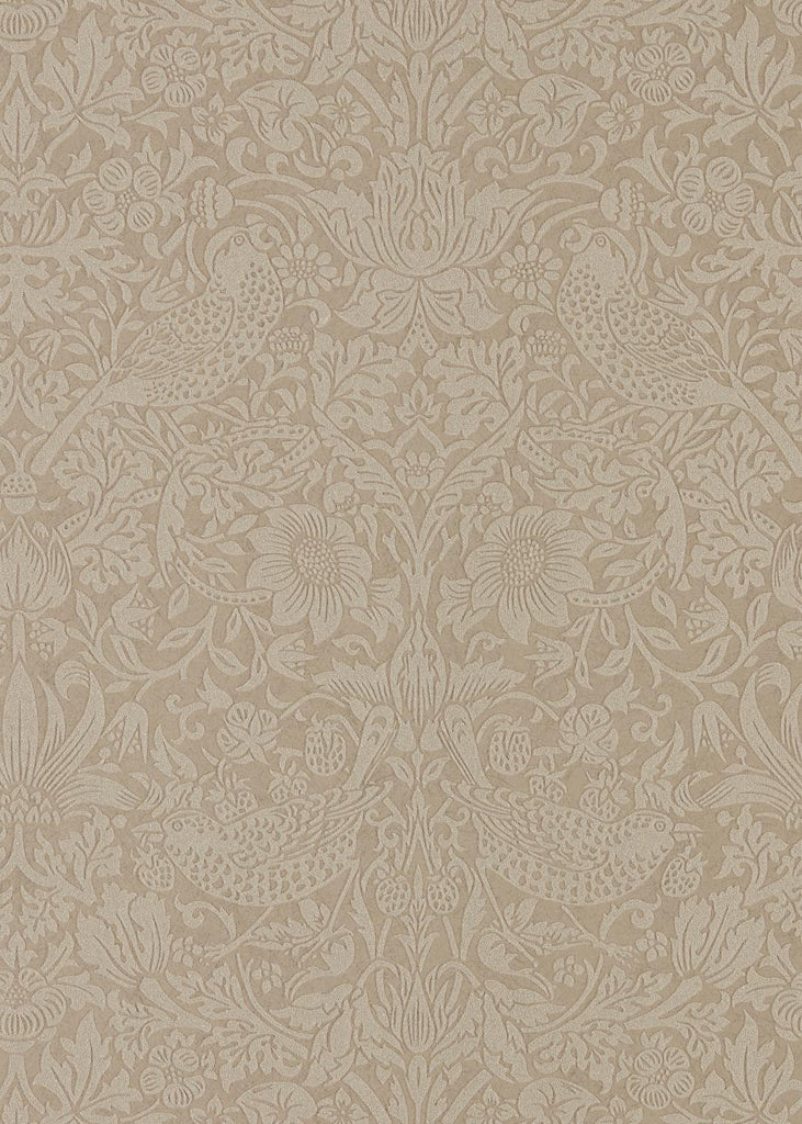 Morris & Co Pure Strawberry Thief Taupe/Gilver Wallpaper