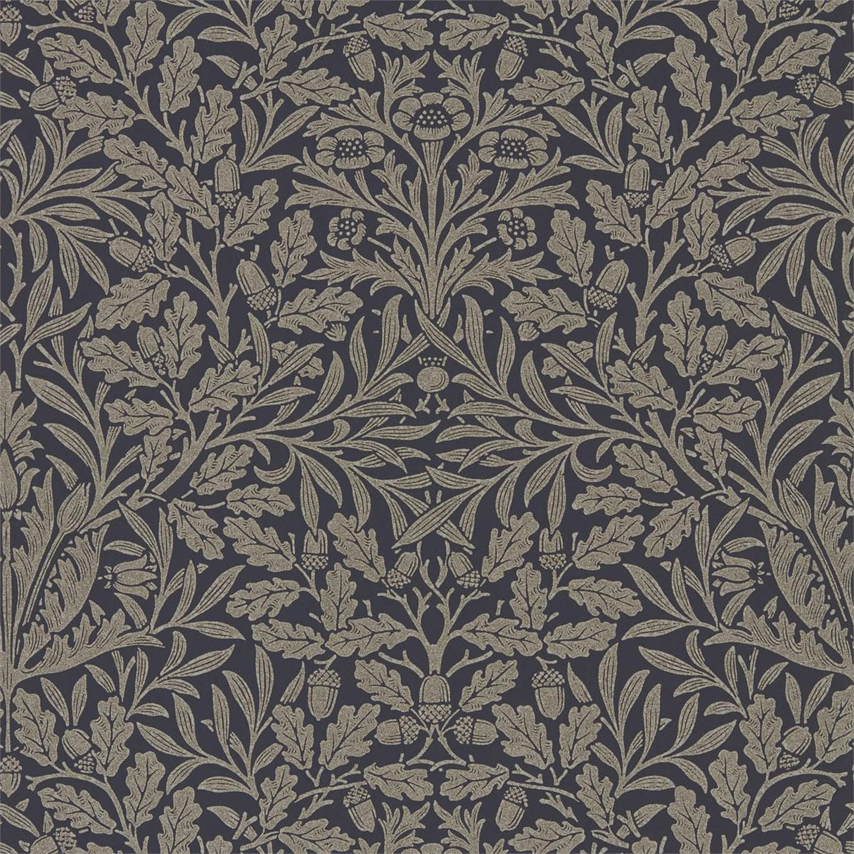Morris & Co Pure Acorn Charcoal/Gilver Wallpaper