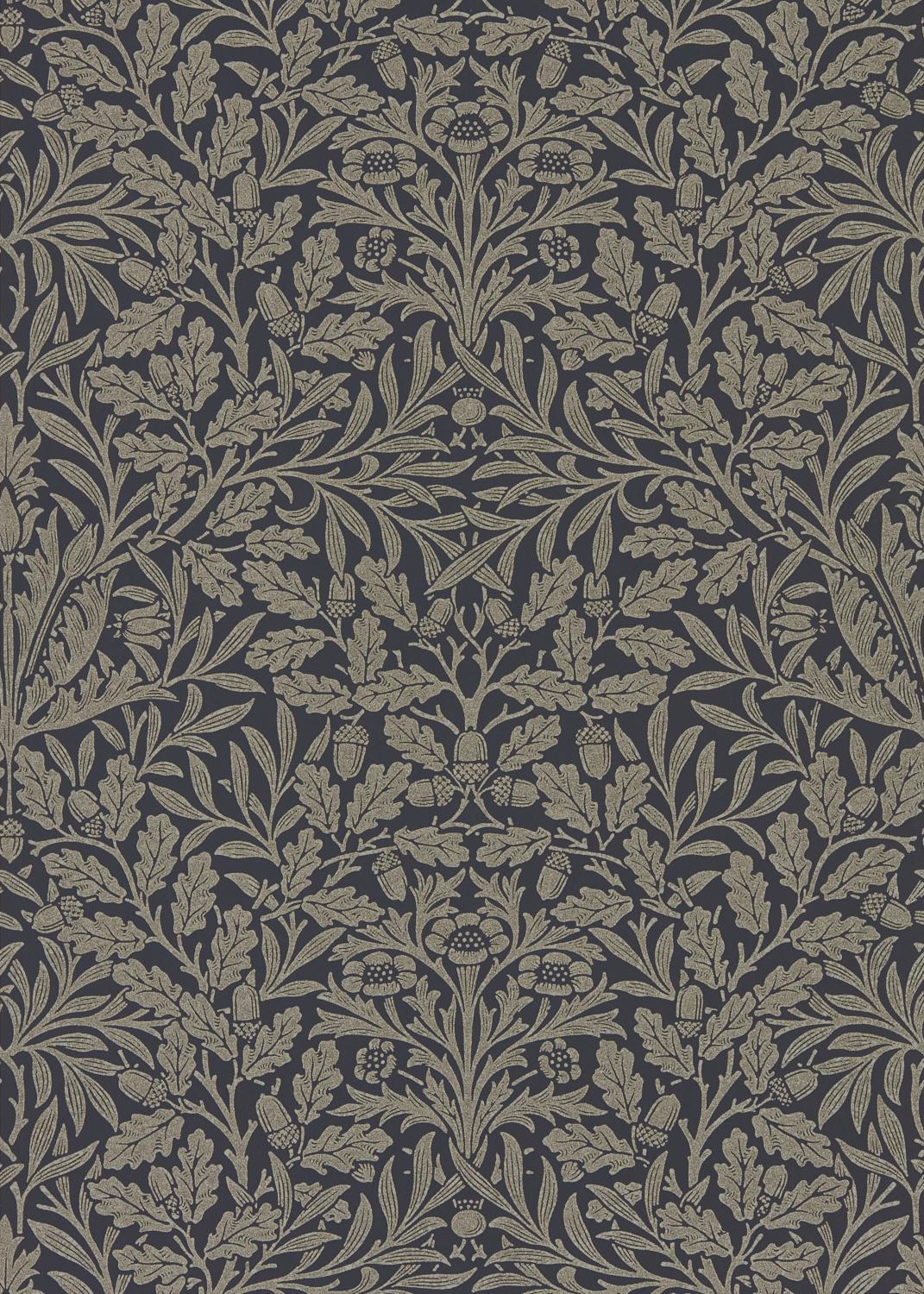 Morris & co Pure Acorn Charcoal/Gilver Wallpaper