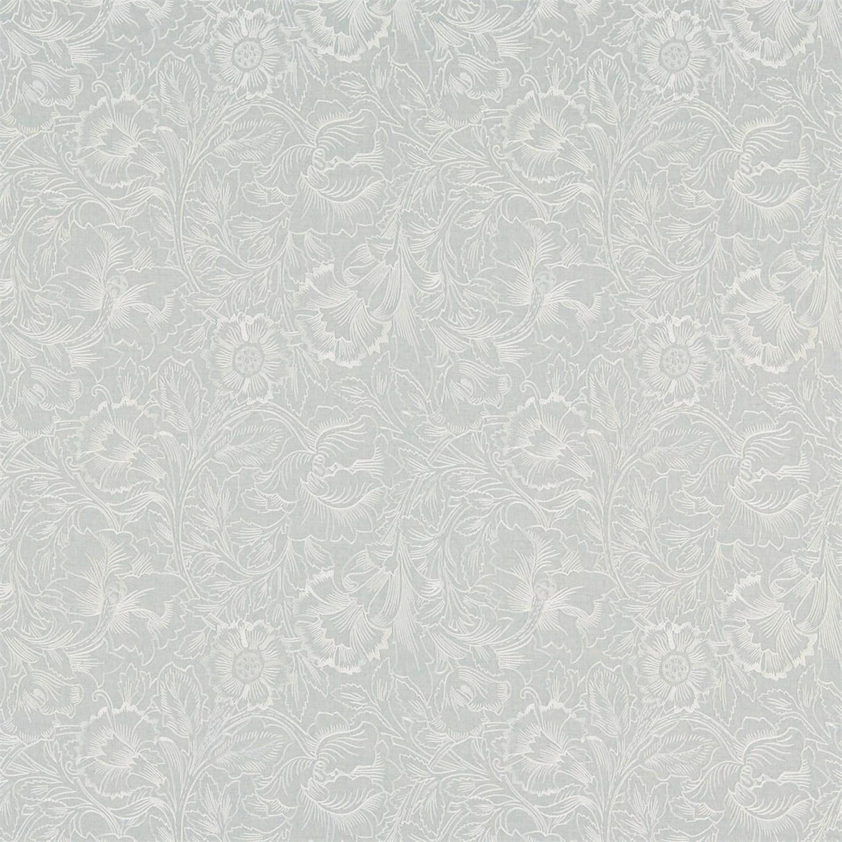 Morris & Co Pure Poppy Embroidery Wild Mint Fabric