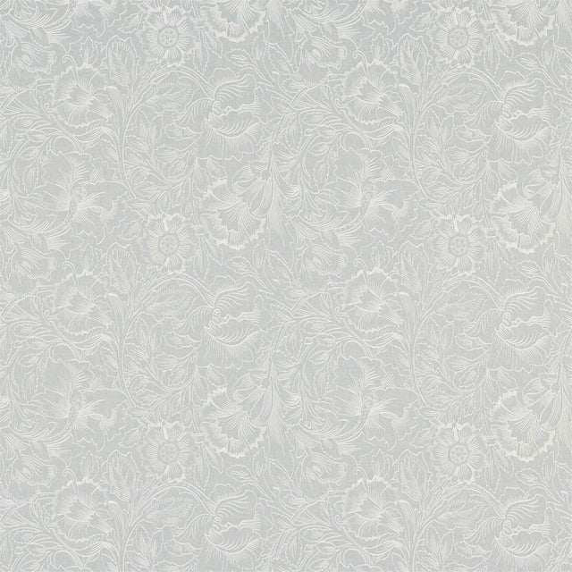 Morris & Co Pure Poppy Embroidery Wild Mint Fabric