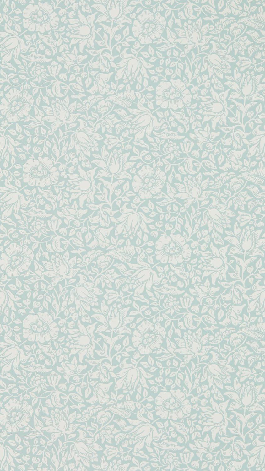 Morris & co Mallow Chalk Duck Egg Wallpaper