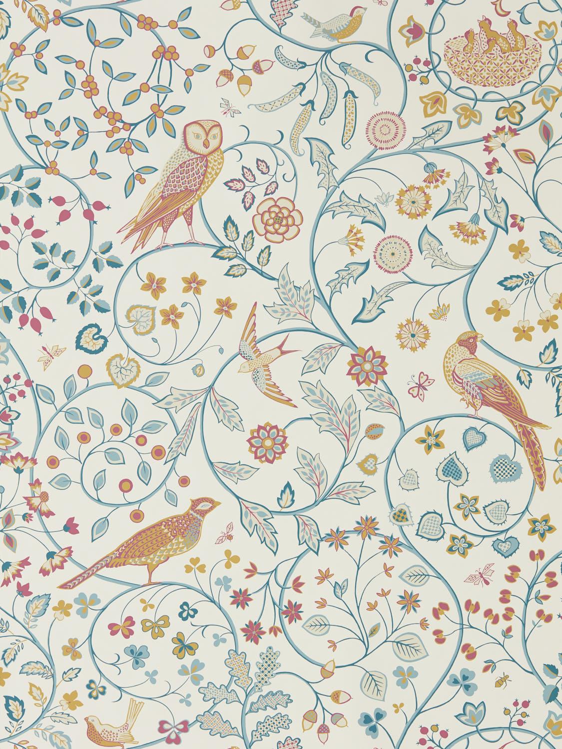Morris & co Newill Indigo Saffron Wallpaper