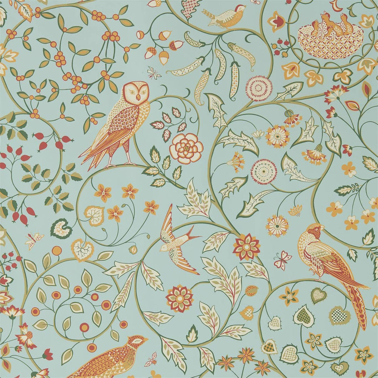 Morris & Co Newill Peppermint Russet Wallpaper