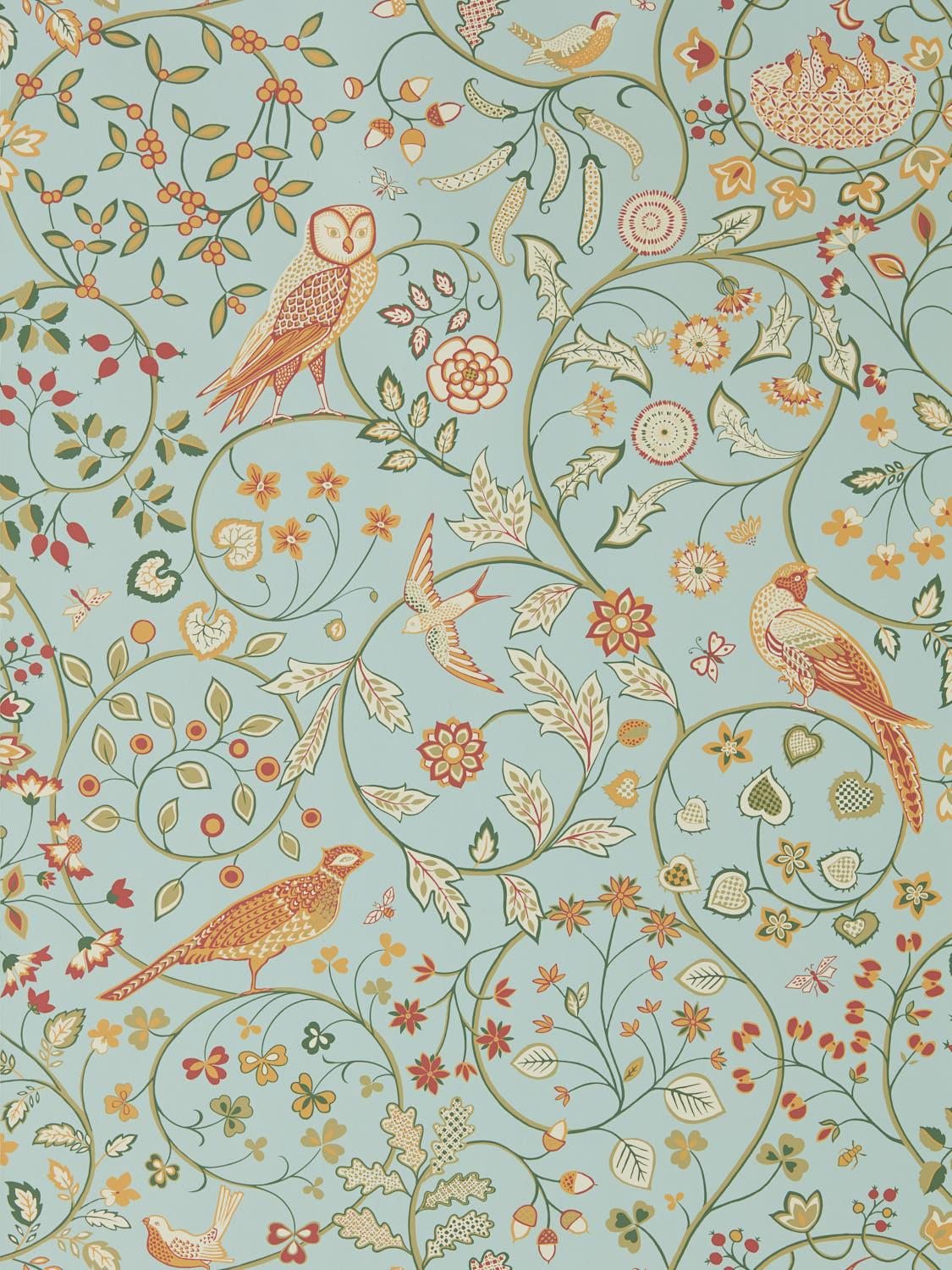 Morris & co Newill Peppermint Russet Wallpaper