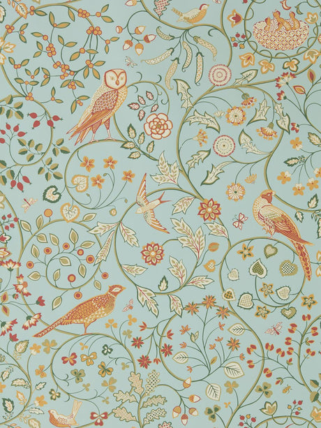 Morris & co Newill Peppermint Russet Wallpaper