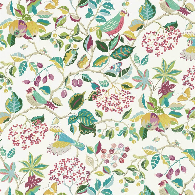 Sanderson Birds & Berries Fern Fabric