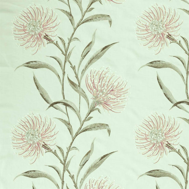 Sanderson Catherinae Embroidery Silver Mint Fabric