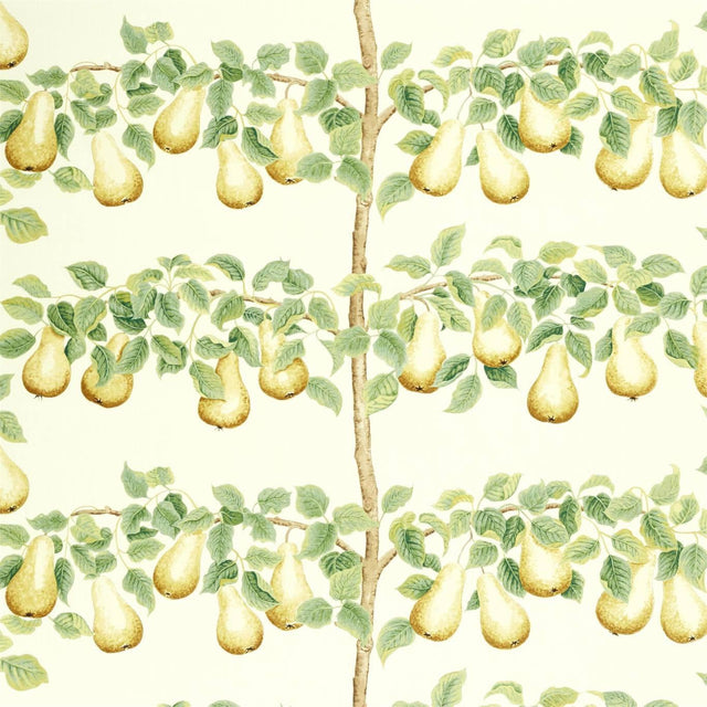 Sanderson Perry Pears Ochre/Leaf Green Fabric