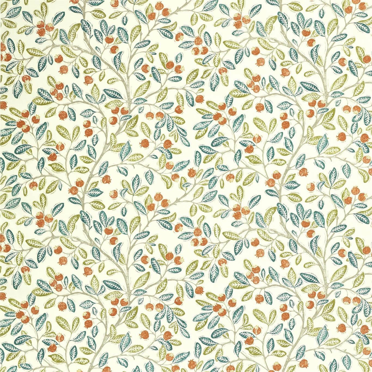 Sanderson Wild Berries Rowan/Chasm Fabric