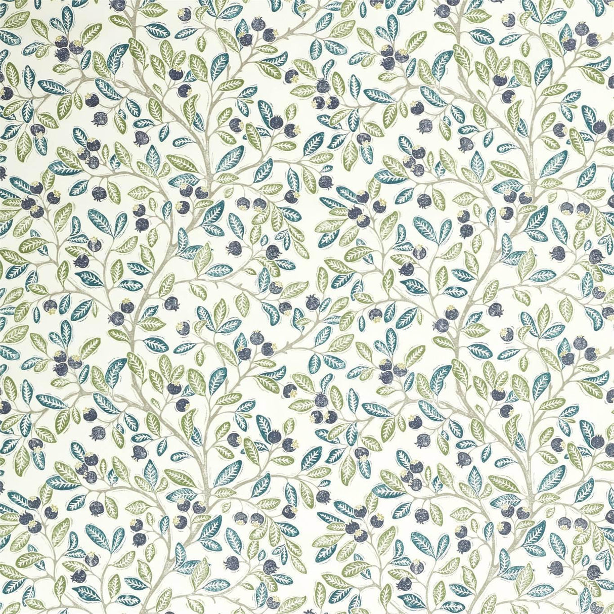 Sanderson Wild Berries Blueberry/Sage Fabric