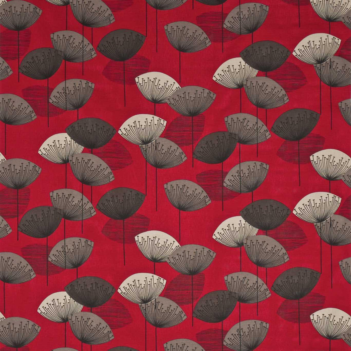 Sanderson Dandelion Clocks Red Fabric