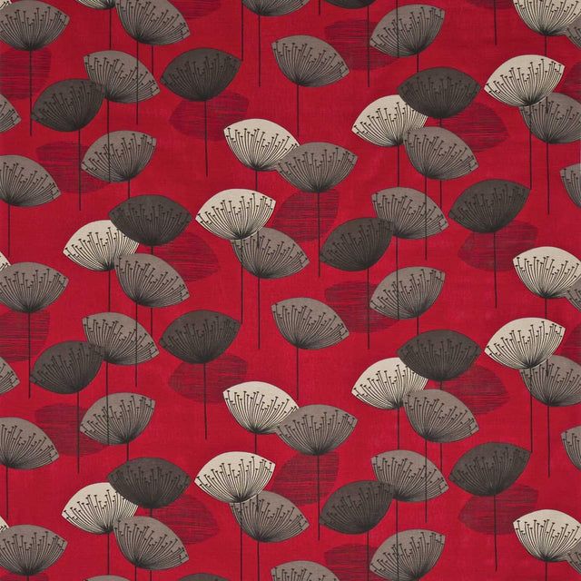 Sanderson Dandelion Clocks Red Fabric