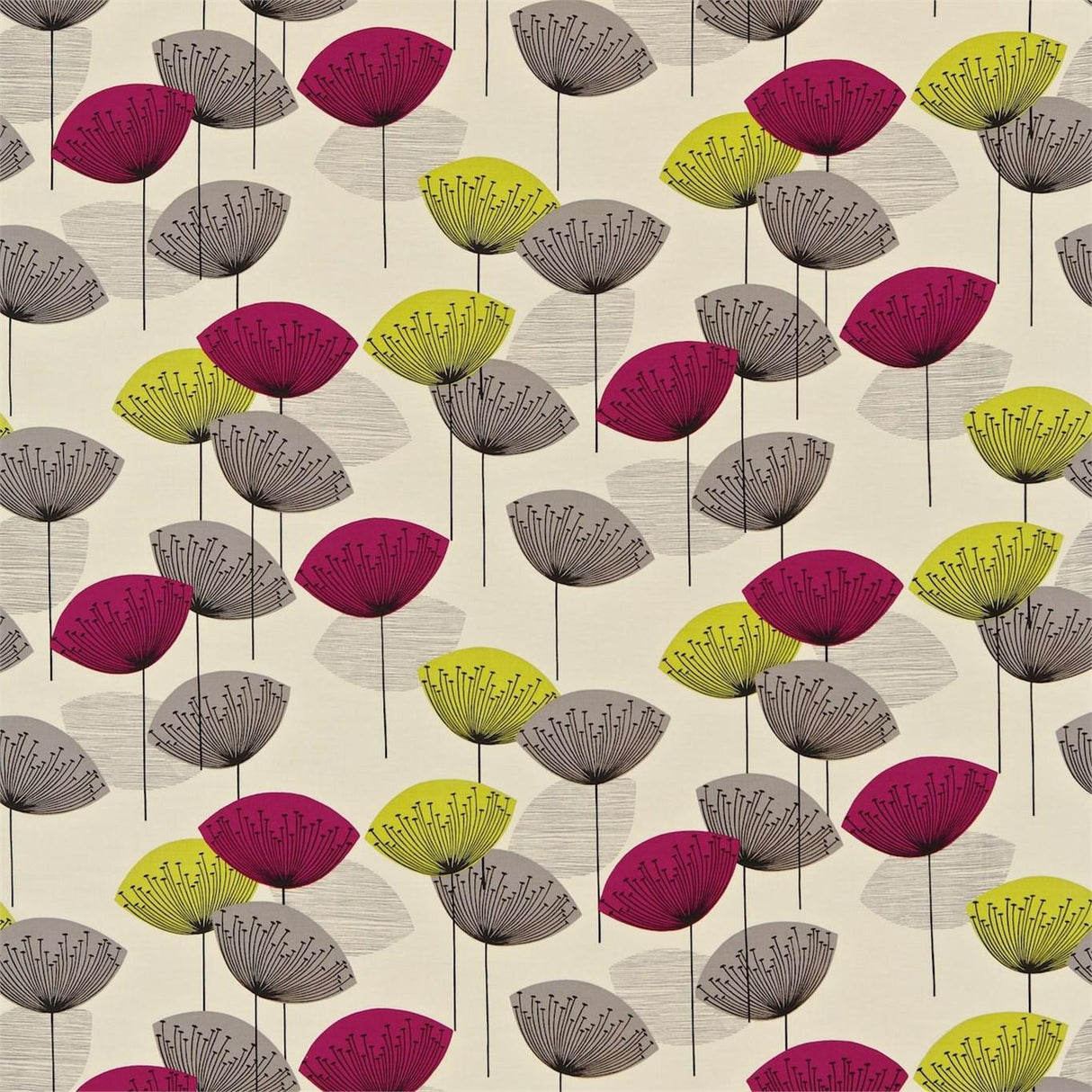 Sanderson Dandelion Clocks Black Currant Fabric