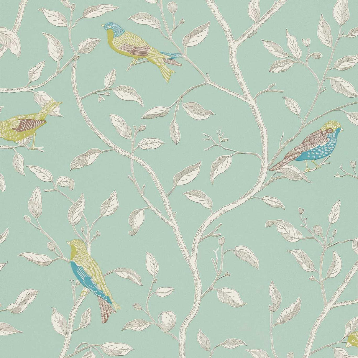 Sanderson Finches Duck Egg Wallpaper