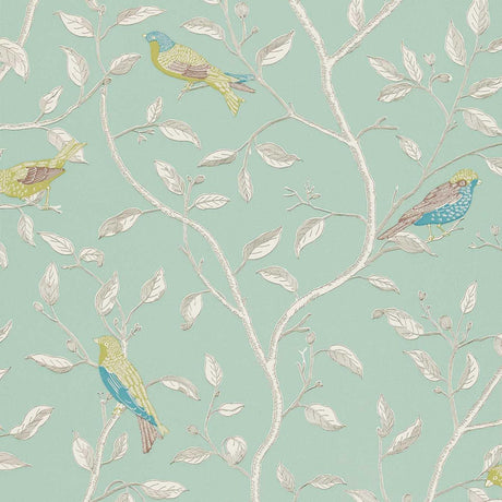 Sanderson Finches Duck Egg Wallpaper