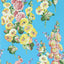 Sanderson Hollyhocks Fire Pink/Bright Blue Wallpaper
