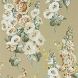Sanderson Hollyhocks Gold Metallic/Tan Wallpaper