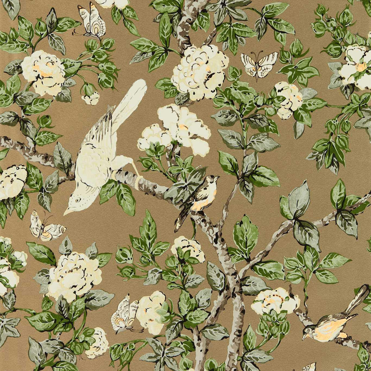 Sanderson Caverley Gold Metallic/Gardenia Green Wallpaper