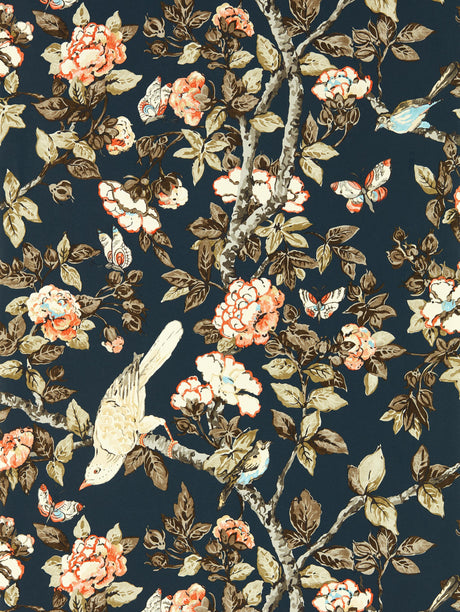 Sanderson Caverley Indigo Blue/Rowan Berry Wallpaper