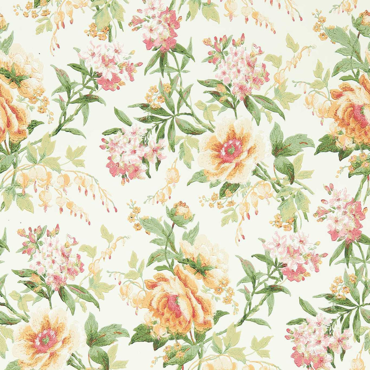 Sanderson Olivia Botanical Green/Orange Wallpaper