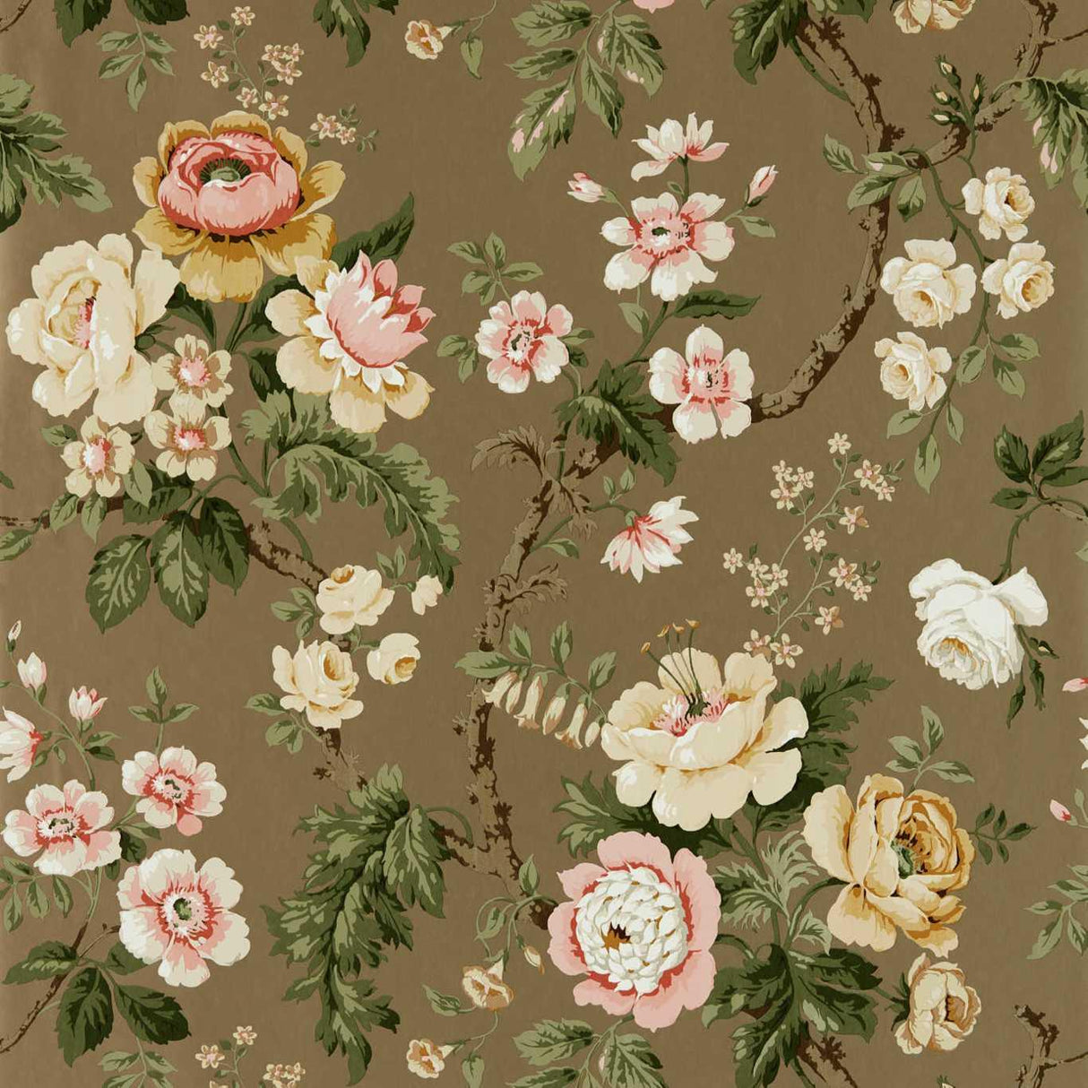 Sanderson Hykenham Gold Metallic/Rose Wallpaper