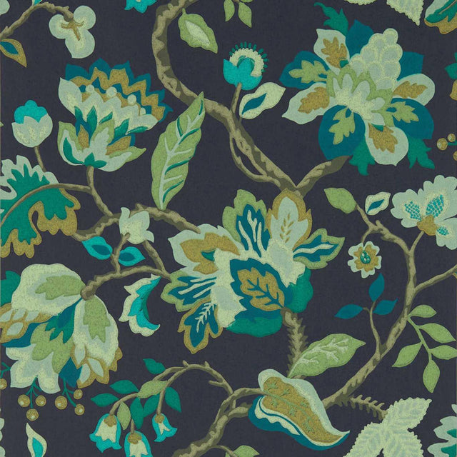 Sanderson Amanpuri Midnight/Eucalyptus Wallpaper