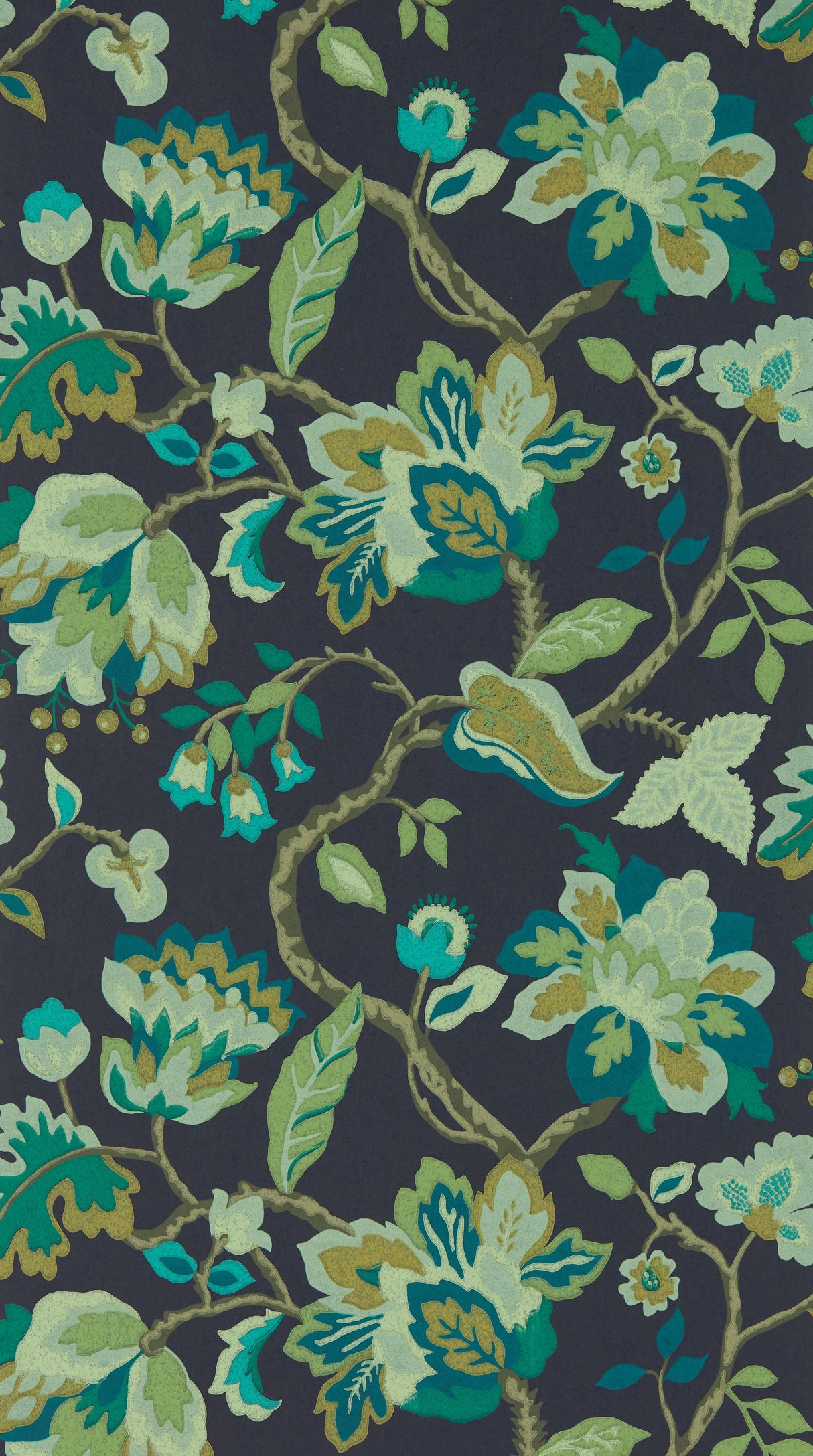 Sanderson Amanpuri Midnight/Eucalyptus Wallpaper