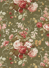 Sanderson Stapleton Park Olive/Bengal Red Wallpaper