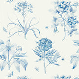 Sanderson Etchings & Roses China Blue Wallpaper