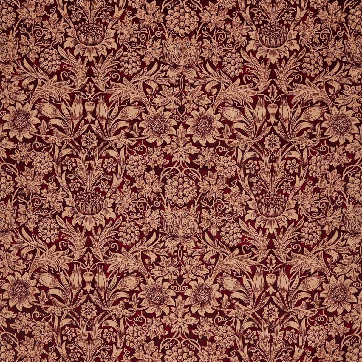 Morris & Co Sunflower Velvet Kermes/Birch Fabric