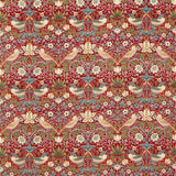 Morris & Co Strawberry Thief Velvet Crimson/Slate Fabric