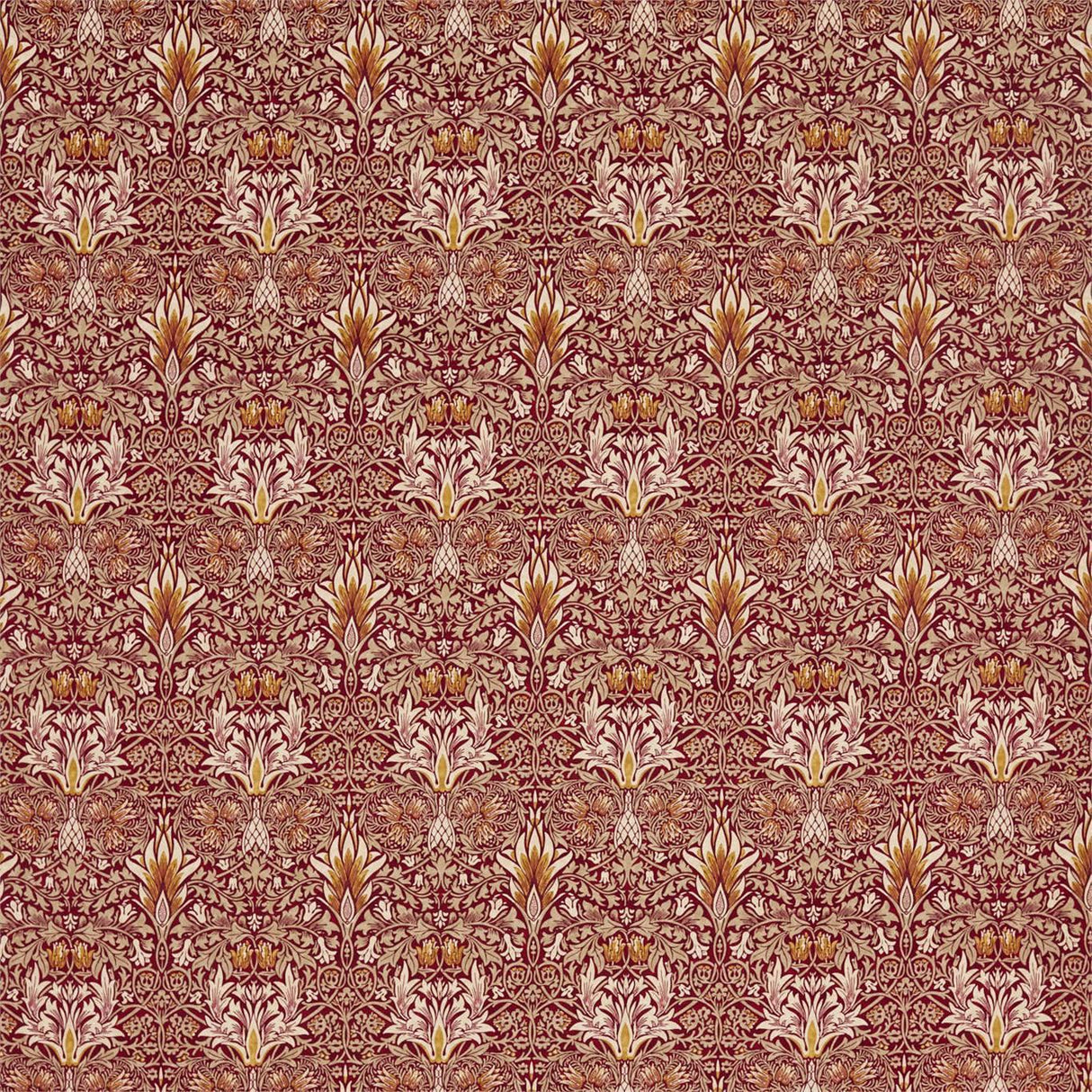 Morris & Co Snakeshead Velvet Crimson/Saffron Fabric