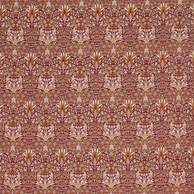 Morris & Co Snakeshead Velvet Crimson/Saffron Fabric