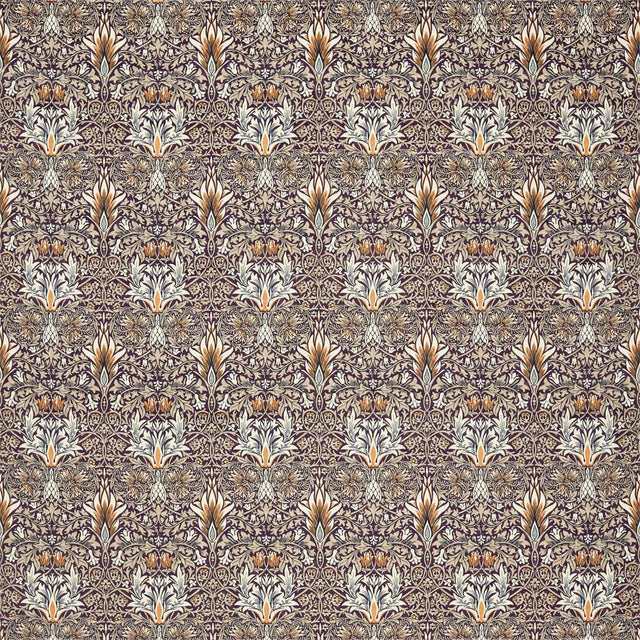 Morris & Co Snakeshead Velvet Mulberry/Saffron Fabric