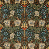Morris & Co Honeysuckle and Tulip Velvet Forest/Chestnut Fabric