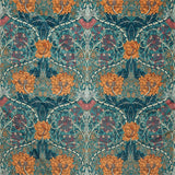 Morris & Co Honeysuckle and Tulip Velvet Woad/Mulberry Fabric