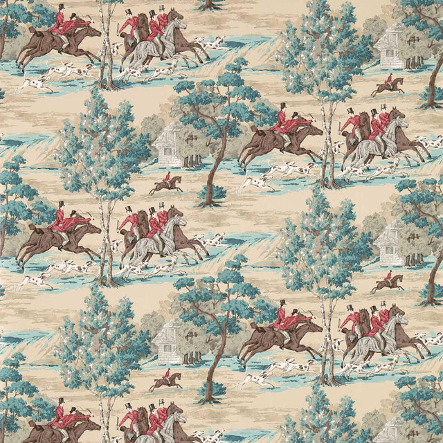 Sanderson Tally Ho Teal/Ruby Wallpaper